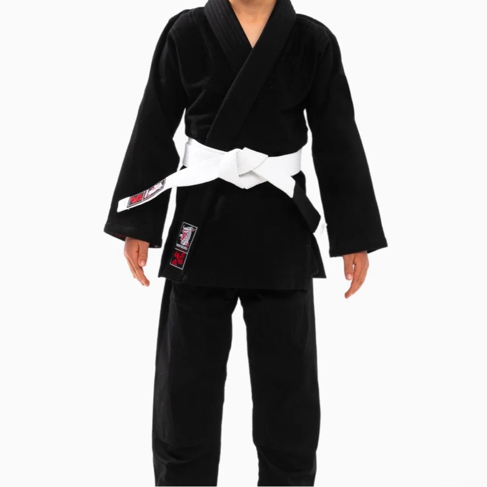 Black Martial Arts Gi with White Belt